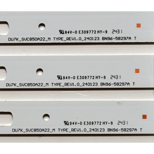 KIT DE LEDS ORIGINAL PARA TV SAMSUNG 15 PIEZAS / NUMERO DE PARTE BN96-58299A / BN96-58298A / BN96-58297A / DU7K_SVC850A22_R / DU7K_SVC850A22_L / DU7K_SVC850A22_M 58299A / 58298A / 58297A / PANEL CY-BD085HGAV2H / DISPLAY T850QVN04.1 / MODELO UN85DU7200DXZA