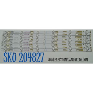 KIT DE LEDS ORIGINAL PARA TV KALLEY 8 PIEZAS / NUMERO DE PARTE 58HR332M06A0 / 58HR332M06A0 V0 / 58D1200 / HR/10/210908 / 01X9C/LL2RC3R3D / 4C-LB580T-HR2 / PANEL LVU580PADX E0034 / DISPLAY CC580PV7D VER.01 / MODELO K-ATV58UHD