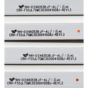 KIT DE LEDS ORIGINAL PARA TV SCEPTRE 4 PIEZAS / NUMERO DE PARTE F55JL7SMC3030041008J / CRH-F55JL7SMC3030041008J-REV1.3 / BOE 70401-01427 / SSC SVB550FD1 / 234734 / 162L0832D2105170011D00 / PANEL BOEA550WU1 / DISPLAY LC546PU4L 01 / MODELO U557CV-UMRB