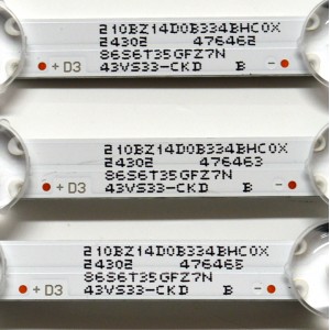 KIT DE LEDS ORIGINAL PARA TV VIZIO 3 PIEZAS / NUMERO DE PARTE GJVIZIO433X14VS33 / GJVIZI0433X14VS33 / LB-GM3030-GJVIZIO433X14VS33-S / LB-GM3030-GJVIZI0433X14VS33-S / 210BZ14D0B334BHC0X / PANEL TPT430WR-QVN03.U / DISPLAY T430QVN03.T / MODELO VQD43M-0801