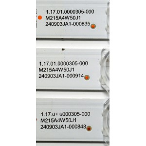 KIT DE LEDS ORIGINAL PARA TV SCEPTRE 3 PIEZAS / NUMERO DE PARTE JJ-0668-D50031501BM-S / 1.17.01.0000305-000 / M215A4W50J1 / 240903JA1 / PANEL MDHF500QUB-F20 / DISPLAY HF500QUB-F20 / MODELO U515CV-UMRD