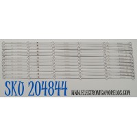 KIT DE LEDS ORIGINAL PARA TV JVC / 12 PIEZAS / NUMERO DE PARTE 4708-K75DJ1-A1113N01 / K750WDJ1 A1 / XRJ1060 / HNSL4708RA0 / 111206-75J11084 / K750WDJ1 / 249464 / JF-240918-3195E532 / PANEL K750WDJ1 / DISPLAY HV750QUB-F91 / MODELO SI75URF / ONR75J1U-MX