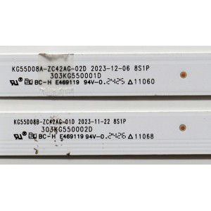 KIT DE LEDS ORIGINAL PARA TV ONN 5 PIEZAS / NUMERO DE PARTE 303KG550001D / 303KG550002D / KG55D08A-ZC42AG-02D / KG55D08B-ZC42AG-01D / 2010106569 / 7839-102012 / BMTC / KG550M04 / KG550M03 / PANEL K550WDGF / DISPLAY LC550EQC / MODELO 100012586 55"