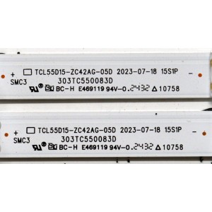 KIT DE LEDS ORIGINAL PARA TV PHILIPS 2 PIEZAS / NUMERO DE PARTE 303TC550083D / TCL55D15-ZC42AG-05D / 4L-ZX055T-ZC031C / 240824AB09 / TC550MA8 / PANEL LVU550CSDX E1138 / DISPLAY ST5461D12-8 VER.2.2 / MODELO 55PUL7552/F7 / 55PUL7552/F7 E