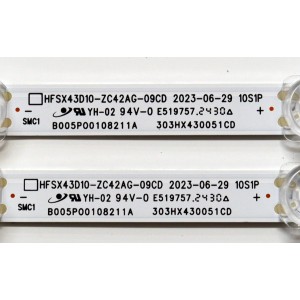 KIT DE LEDS ORIGINAL PARA TV VIZIO 2 PIEZAS / NUMERO DE PARTE 303HX430051CD / HFSX43D10-ZC42AG-09CD / B005P00108211A / 2300023151 / 70401-01850 / 240809AB04 / GC430M70 / PANEL BOEI430WU1 / DISPLAY HV430FHB-F91 / MODELO VFD43M-0804 / VFD43M-0804 LBVFU6JA