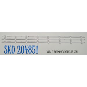 KIT DE LEDS ORIGINAL PARA TV SCEPTRE 3 PIEZAS / NUMERO DE PARTE F43JL6P3030030805Q / CRH-F43JL6P3030030805Q-REV1.0 / 70401-01428SSC / SVB430AK2 / 233928 / 162L0632E2105160007D / PANEL BOEA430WU1 / DISPLAY CC430LV1D / MODELO X437BV-FSRD / X437BV-FSRB