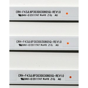 KIT DE LEDS ORIGINAL PARA TV SCEPTRE 3 PIEZAS / NUMERO DE PARTE F43JL6P3030030805Q / CRH-F43JL6P3030030805Q-REV1.0 / 70401-01428SSC / SVB430AK2 / 233928 / 162L0632E2105160007D / PANEL BOEA430WU1 / DISPLAY CC430LV1D / MODELO X437BV-FSRD / X437BV-FSRB