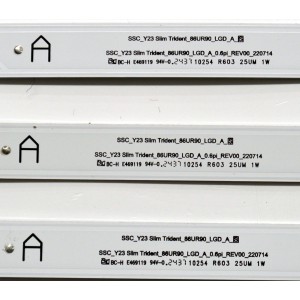 KIT DE LEDS ORIGINAL PARA TV LG 22 PIEZAS / NUMERO DE PARTE EAV65088101 / EAV65088201 / SSC_Y23 SLIM TRIDENT_86UR90_LGD_A_S / SSC_Y23 SLIM TRIDENT_86UR90_LGD_B_0.6PI_REV00_220714 / PANEL NC860TQE-AAMH1 / DISPLAY LC860DQQ / MODELO 86UT7550AUA.BUSYLKR