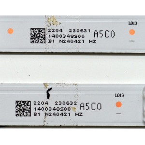 KIT DE LEDS ORIGINAL PARA TV HISENSE  2 PIEZAS / NUMERO DE PARTE JL.D580G1330-003AS-M / JL.D580G1330-003AS-M_V02 / HD580H1U91-T0L1 / 2023121201 / 2023121201 / 1400348500 / 2204 230631 / PANEL HD580H1U91-T0L1/ROH / DISPLAY CV580U4-L01 / MODELO 58R6E5