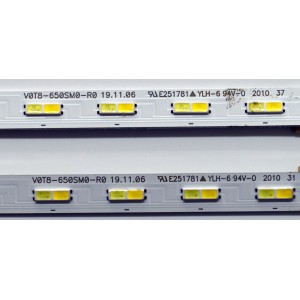 KIT DE LEDS ORIGINAL PARA TV SAMSUNG 2 PIEZAS / NUMERO DE PARTE BN96-50380A / V0T8-650SM0-R0 / 50380A / PANEL CY-NT065HGAV1H / DISPLAY T650QVN08.C / BN96-50242A / MODELO UN65TU850DFXZA / GU65TU8509UXZG / UN65TU8500FXZC / UN65TU850D / UA65TU8500KXXV 