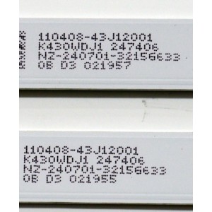 KIT DE LEDS ORIGINAL PARA TV ELEMENT XUMO TV 4 PIEZAS / NUMERO DE PARTE  4708-K43DJ1-A1113N01 / K430WDJ1 A1 / BCKJ4708RA0 / 110408-43J12001 / N2-240701-32156633 / PANEL K430WDJ1 / DISPLAY V430DJ1-Q01 REV.D2 / MODELO E550AE43C