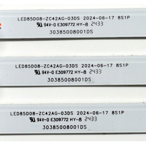 KIT DE LEDS ORIGINAL PARA TV ONN 16 PIEZAS / NUMERO DE PARTE 30385008001DS / LED85D08-ZC42AG-03DS / 85000M05 / 240923AD01 / 240921BD01 / DISPLAY V850DJ2-Q01 / MODELO 100150805 85"