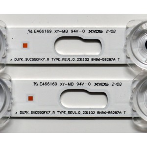 IT DE LEDS ORIGINAL PARA TV SAMSUNG 4 PIEZAS / NUMERO DE PARTE BN96-58286A / BN96-58287A / DU7K_SVC550FK7_L / DU7K_SVC550FK7_R / TYPE_REV1.0_231102 / 58286A / 58287A / PANEL CY-BD055HGXV2H / DISPLAY LC550EQC (SP)(A3) / MODELO UN55DU7200BXZA WB01