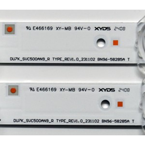 KIT DE LEDS ORIGINAL PARA TV SAMSUNG 4 PIEZAS / NUMERO DE PARTE BN96-58284A / BN96-58285A / DU7K_SVC500AN9-R / DU7K_SVC500AN9-L / TYPE_REV1.0_231102 / 58284A / 58285A / PANEL CY-BD050HGNV2H / DISPLAY V500DJ7-QE1 / BN96-52422A / MODELO UN50DU7200DXZA DC02