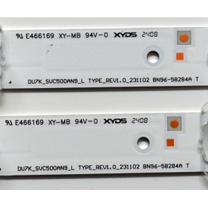 KIT DE LEDS ORIGINAL PARA TV SAMSUNG 4 PIEZAS / NUMERO DE PARTE BN96-58284A / BN96-58285A / DU7K_SVC500AN9-R / DU7K_SVC500AN9-L / TYPE_REV1.0_231102 / 58284A / 58285A / PANEL CY-BD050HGNV2H / DISPLAY V500DJ7-QE1 / BN96-52422A / MODELO UN50DU7200DXZA DC02