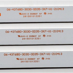KIT DE LEDS ORIGINAL PARA TV WESTINGHOUSE / NUMERO DE PARTE 261501013351 / 06-43T680-3030-0D35-3X7-V1-210413 / 180L3M30-B / 230101044460 / PANEL HK430WLEDM-JHYYH / DISPLAY PT430GT03-1 VER.1.0 / MODELO WR43UT4212