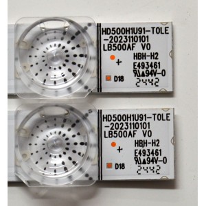 KIT DE LEDS ORIGINAL PARA TV HISENSE 2 PIEZAS / NUMERO DE PARTE LB500AF V0 / HD500H1U91-T0LE-2023110101 / 1318037500 / HE241112 / 9B25 B1 / PANEL HD500H1U91-T0LHK2\ROH / DISPLAY CV500U2-L01 REV:02 / MODELO 50QD65NF