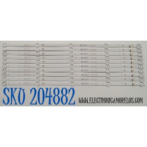KIT DE LEDS ORIGINAL PARA TV ONN 10 PIEZAS / NUMERO DE PARTE 4708-K65DGF-A7113N11 / K650WDGF A7 / XRJ1060 / SLC04708RA0 / 111005-65GF9021 / N2-240815-3205H433 / PANEL K650WDGF / DISPLAY HV650QUB-F70 / MODELO 100012587 65"
