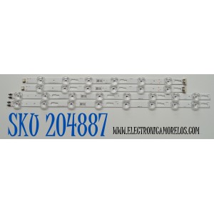 KIT DE LEDS ORIGINAL PARA TV SAMSUNG 4 PIEZAS / NUMERO DE PARTE BN96-58282A / BN96-58283A / JL.D430E1330-408AL-M_V11 6.0 / JL.D430E1330-408AR-M_V11 6.0 / 58282A / 58283A / PANEL CY-BD043HGAV2H / DISPLAY T430QVN03.P / MODELO UN43DU7200DXZA AB06