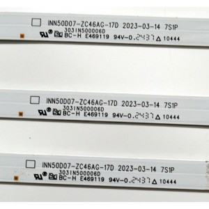 KIT DE LEDS ORIGINAL PARA TV VIZIO 3 PIEZAS / NUMERO DE PARTE 303IN500006D / INN50D07-ZC46AG-17D / B351D0000 / 59UAB0LB / PANEL V500DJ7-E03 REV.CE / V500DJ7-203 / MODELO V4K50M-0809 / V4K50M-0809 LIAIS7KA