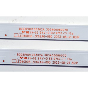 KIT DE LEDS ORIGINAL PARA TV VIZIO 2 PIEZAS / NUMERO DE PARTE 30340008007D / LED40D08-ZC62AG-09D / B005P00106302A / 240613BF03 / 40000M60 / DISPLAY V400HJ9-PE1 REV.C4 / MODELO VFD40M-0810 / VFD40M-0810 LMC1T9JA