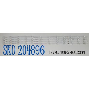 KIT DE LEDS ORIGINAL PARA TV ONN 4 PIEZAS / NUMERO DE PARTE 261501026700 / 07-65MS04-OD35-4X12-665X10X0.8 / 07-65MS04-0D35-4X12-665X10X0.8 / 210BZ12D0A33HBP00N / 2502J324508X / PANEL TPT650WR-QVN07.U / DISPLAY T650QVN07.9 / MODELO 100012587 65"