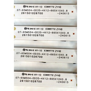 KIT DE LEDS ORIGINAL PARA TV ONN 4 PIEZAS / NUMERO DE PARTE 261501026700 / 07-65MS04-OD35-4X12-665X10X0.8 / 07-65MS04-0D35-4X12-665X10X0.8 / 210BZ12D0A33HBP00N / 2502J324508X / PANEL TPT650WR-QVN07.U / DISPLAY T650QVN07.9 / MODELO 100012587 65"