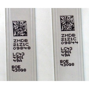 KIT DE LEDS ORIGINAL PARA TV LG 2 PIEZAS / NUMERO DE PARTE LC43490149A / SSC_Y25 UHD OD30 43UA75_BOE_S / SSC_Y25 UHD OD30 43UA75_BOE_REV00_240508 / BOE 430Q8 / PANEL HC430DQG-ABLA1-9145 / DISPLAY HV430QUB-F7F / MODELO 43UA7500ZUA / 43UA7500ZUA.AUSFLJD