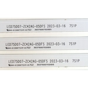 KIT DE LEDS ORIGINAL PARA TV ONN 12 PIEZAS / NUMERO DE PARTE 30375007020DS / LED75D07-ZC42AG-05DFS / 250211AF01 / 75000M23SH / PANEL JR745R3HC5K / JR745R3HC5K / BN96-58357A / MODELO 100044717 75"