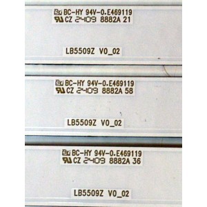 KIT DE LEDS ORIGINAL PARA TV SONY 10 PIEZAS / NUMERO DE PARTE LB5509Z / LB5509Z V0_02 / 4D576 / 5509Z000003 / PANEL YLEM055CCO11 / DISPLAY HV550QUB-F1L / MODELO K-55S30C / K55S30C