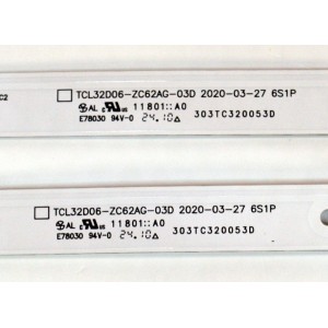 KIT DE LEDS ORIGINAL PARA TV PHILIPS 2 PIEZAS / NUMERO DE PARTE 303TC320053D / TCL32D06-ZC62AG-03D / 4C-LB320T-ZCP / 240327AC01 / TC3320M61 / PANEL LVF320CSDX E0003 / DISPLAY ST3151B07-2 VER.2.1 / MODELO 32PFL6573/F7