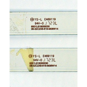 KIT DE LEDS ORIGINAL PARA TV SANYO 2 PIEZAS / NUMERO DE PARTE 6501L618000030 / 06-32C2X6-618-M08W14 / 230132C1N00270 / YF-J52L003HFED-0904 / MODELO 32"