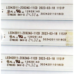 KIT DE LEDS ORIGINAL PARA TV  ROKU SELECT SERIES 3 PIEZAS / NUMERO DE PARTE 30342011018CD / LED42D11-ZC62AG-11CD / 240808AB06 / 42000M64S / DISPLAY V430DJ1-Q01 REV.D2 / MODELO 43R4AX / 43R4A4