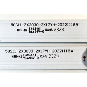 KIT DE LEDS ORIGINAL PARA TV TCL 2 PIEZAS / NUMERO DE PARTE 58S11-ZX3030-2X17YH / 58S11-ZX3030-2X17YH-20221118W / B0101-000980 / 230609-31NL5 / PANEL LVU580NDEL / DISPLAY LVU580NDEL / MODELO 58S470G