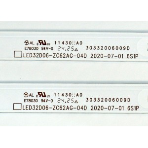 KIT DE LEDS ORIGINAL PARA TV VIZIO 2 PIEZAS / NUMERO DE PARTE 30332006009D / LED32D06-ZC62AG-04D / 240710BB08 / 32000M23 / DISPLAY V320BJ9-Q01 REV.C1 / MODELO VHD32M-0810 / VHD32M-0810 LMC1U1LA