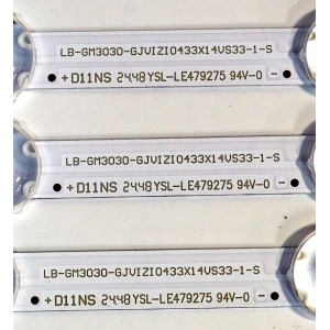 KIT DE LEDS ORIGINAL PARA TV VIZIO 3 PIEZAS / NUMERO DE PARTE GJVIZI0433X14VS33-1 / LB-GM3030-GJVIZI0433X14VS33-1-S / GJVIZIO433X14VS33-1 / 210BZ14D0A334BHC0X / PANEL TPT430WR-QVN03.U / DISPLAY T430QVN03.T / MODELO VQD43M-0801 / VQD43M-0801 LTPWV5JB