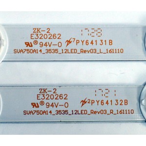 KIT DE LEDS ORIGINAL PARA TV VIZIO 24 PIEZAS / NUMERO DE PARTE SVA750A14 / SVA750A14_3535_12LED_REV03_R_161110 / SVA750A14_3535_12LED_REV03_L_161110 / 58.75S0H.E04 / 58.75S0H.E03 / PY64132B / PY64131B / MODELO M75-E1 / M75-E1 LTMAEMMU / V755-J04