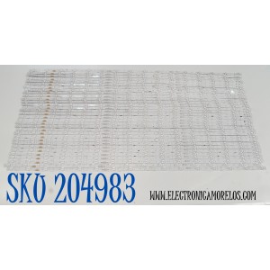 KIT DE LEDS ORIGINAL PARA TV HISENSE 32 PIEZAS / NUMERO DE PARTE HXLB22059 / HD100H7U61 / 202320501 / LL-HXLB22059 / 1319589 / 6DT4 / 250119LU / PANEL HD100H7U62-L8 / DISPLAY PTA00GT01-3 VER.1.0 / MODELO 100U70N