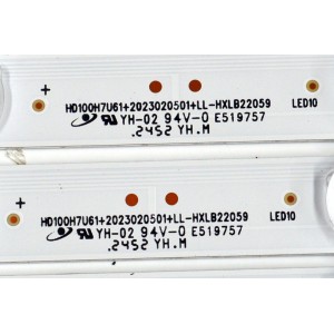KIT DE LEDS ORIGINAL PARA TV HISENSE 32 PIEZAS / NUMERO DE PARTE HXLB22059 / HD100H7U61 / 202320501 / LL-HXLB22059 / 1319589 / 6DT4 / 250119LU / PANEL HD100H7U62-L8 / DISPLAY PTA00GT01-3 VER.1.0 / MODELO 100U70N