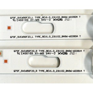 KIT DE LEDS ORIGINAL PARA TV SAMSUNG 6 PIEZAS / NUMERO DE PARTE BN96-60391A / BN96-60390A / Q70F_SVC650F23_L / Q70F_SVC650F23_R / TYPE_REV1.0_231102 / PANEL CY-TF065HGHV1H / DISPLAY ST6451D06-9 / BN96-59389A / MODELO QN65Q7FBAFXZA / QN65Q7FBAFXZA CA01
