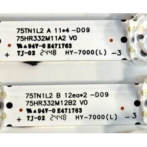 KIT DE LEDS ORIGINAL PARA TV TCL 6 PIEZAS / NUMERO DE PARTE 75TN1L2 / 75TN1L2 A / 75TN1L2 B / 75HR332M11A2 V0 / 75HR332M12B2 V0 / N0101-000650-A00 / N0101-000651-A00 / LK7A08U1C / HY-7000 L -3 / PANEL LVU750NDAL / DISPLAY JR745R3HD2Y / MODELO 75Q51K