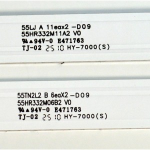 KIT DE LEDS ORIGINAL PARA TV TCL 4 PIEZAS / NUMERO DE PARTE 55HR332M06B2 / 55HR332M11A2 / 55HR332M06B2 V0 / 55HR332M11A2 V0 / 55TN2L2 B 6EAX2-D09 / 55LJ A 11EAX2-D09 / LM2AB08U0C / HY-7000 S / PANEL LVU550NDAL / DISPLAY ST5461D20-9 V2.1 / MODELO 55Q77K