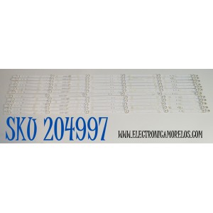 KIT DE LEDS ORIGINAL PARA TV ONN 12 PIEZAS / NUMERO DE PARTE 261501013121 / 06-1-75FZ-0D35-12X6-824.6X12-220913 / 06-1-75FZ-OD35-12X6-824.6X12-220913 / 230101028440 / PANEL HK750WLEDM-SH1AH / DISPLAY JR745R3HA2Y / MODELO 100044717 75"
