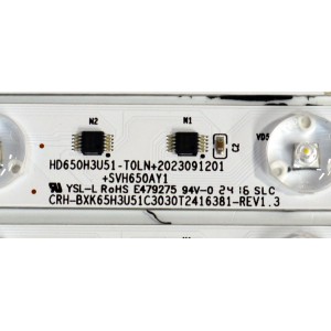 KIT DE LEDS ORIGINAL PARA TV HISENSE 24 PIEZAS / NUMERO DE PARTE SVH650AY1 / CRH-BXK65H3U51C3030T2416381-REV1.3 / RSAG7.820.13834/ROH VER.A / HD650H3U51-T0LN / 2023091201 / 240604X / 27492700 / PANEL HD650H3U51-T0LN / DISPLAY T650QVN07.H / MODELO 65U75N