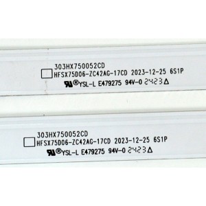 KIT DE LEDS ORIGINAL PARA TV PHILIPS 12 PIEZAS / NUMERO DE PARTE 303HX750052CD / HFX75D06-ZC42AG-17CD / 2300023039 / 70401-01899 / 240704AB03 / GC750M28 / PANEL BOEI750WQ1-F92 / DISPLAY HV750QUB-F92 / MODELO 75PUL7552/F7 / 75PUL7552/F7 A