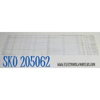 KIT DE LEDS ORIGINAL PARA TV ONN 12 PIEZAS / NUMERO DE PARTE 30375007020DSQ / LED75D07-ZC42AG-05DSFQ / 250325AD08 / 75000M23SH / PANEL JR745R3HC5K / DISPLAY JR745R3HC5K / BN96-58357A / MODELO 100044717 75"