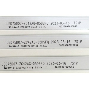 KIT DE LEDS ORIGINAL PARA TV ONN 12 PIEZAS / NUMERO DE PARTE 30375007020DSQ / LED75D07-ZC42AG-05DSFQ / 250325AD08 / 75000M23SH / PANEL JR745R3HC5K / DISPLAY JR745R3HC5K / BN96-58357A / MODELO 100044717 75"