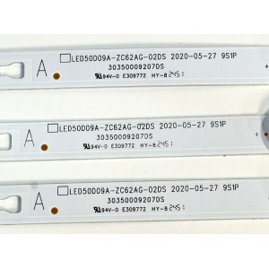 KIT DE LEDS ORIGINAL PARA TV ONN 3 PIEZAS / NUMERO DE PARTE 30350009207DS / LED50D09A-ZC62AG-02DS / 250214AB11 / 50000M83H / PANEL V500DJ7-QE1 / DISPLAY V500DJ7-QE1 REV.D5 / MODELO 100012585 50"
