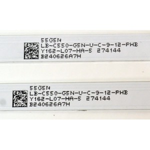 KIT DE LEDS ORIGINAL PARA TV ONN 5 PIEZAS / NUMERO DE PARTE CRH-ZG55M8X3030090517MREV1.2 / 55G5N / LB-C550-G5N-U-C-9-12-PHB / Y162-L07-HA-5 / 274144 / B240626A7H / PANEL C550Y20-G5 / DISPLAY HV550QUB-F70 / MODELO 100012586 55"