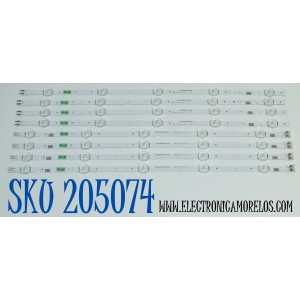 KIT DE LEDS ORIGINAL PARA TV SAMSUNG 8 PIEZAS / NUMERO DE PARTE BN96-46572A / BN96-46573A / V8DN-490SMB-R1 / V8DN-490SMA-R1 / 46572A / 46573A / PANEL CY-JN049BGLV1H / DISPLAY LSF490HN01-L07 / BN96-39225A / MODELO UN49J5290AF / HG49NJ477MF / UN49J5290AG 